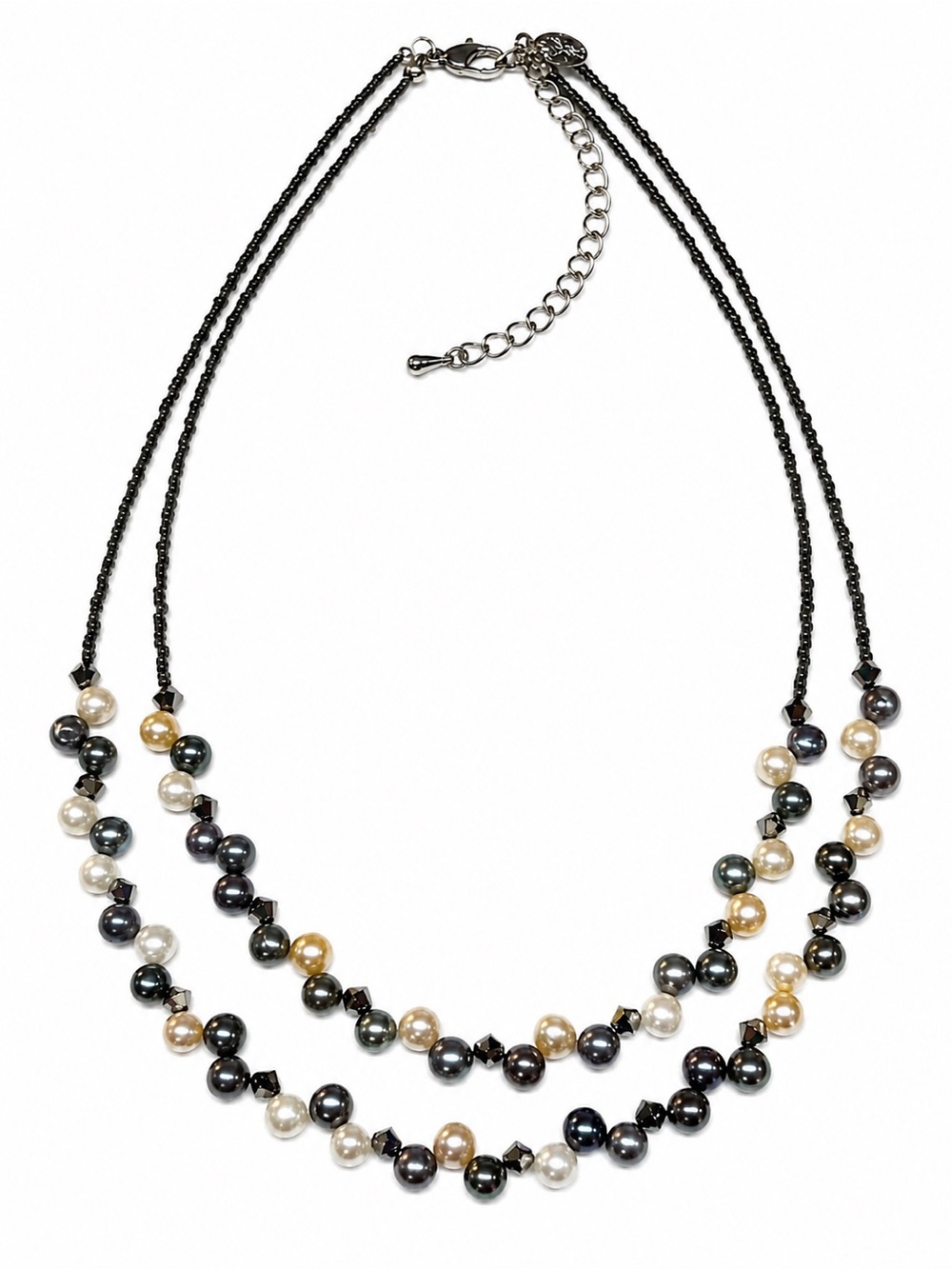 Lia Sophia ‘Tahitian’ Freshwater Pearl Necklace in shades of Grey, Pink, & White